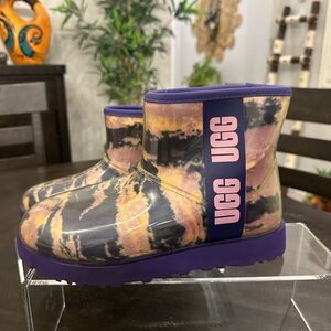 UGG Multicolor Tie-Dye Boots with Purple Soles Classic Clear Mini Marble Boots
